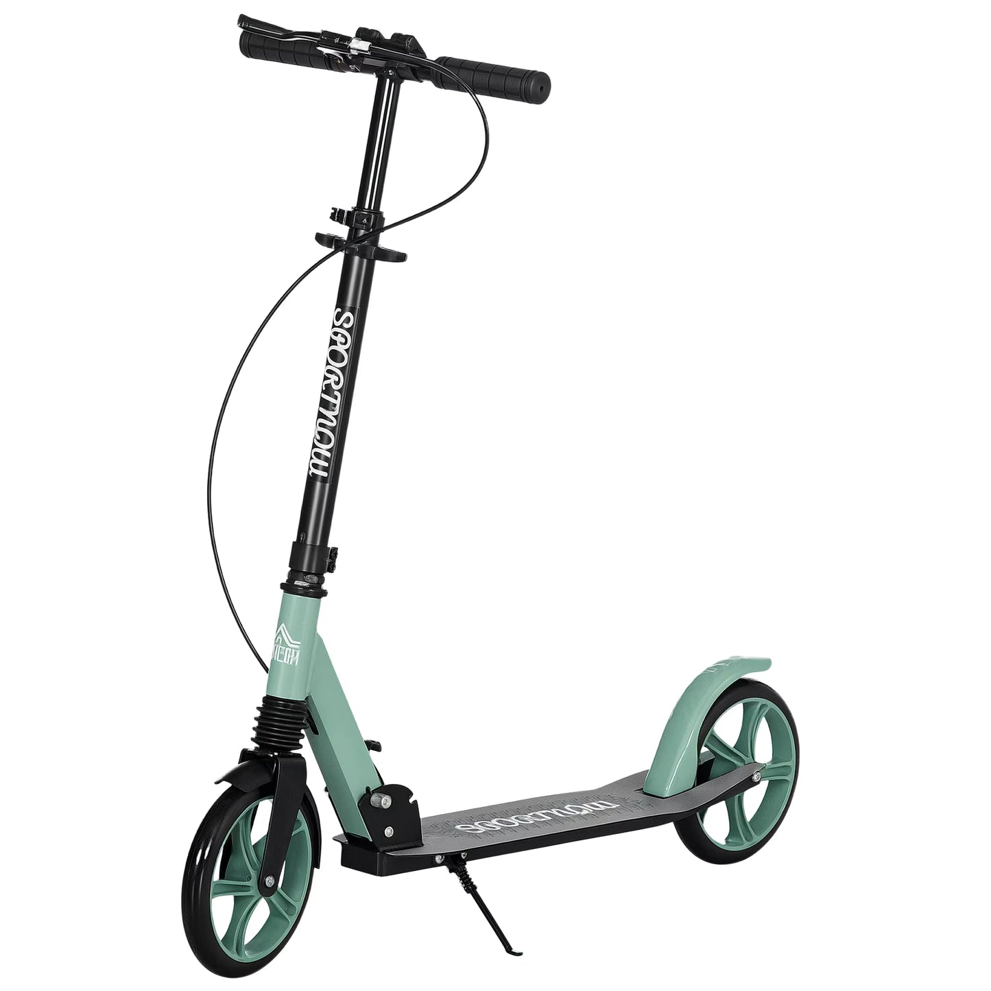 One-Click Folding Kick Scooter for 14+ W/ Adjustable Handlebar, Push Scooter with Kickstand, Dual Brake System