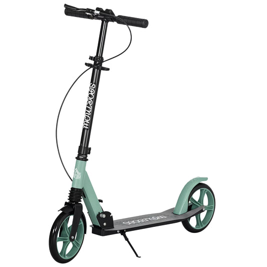 One-Click Folding Kick Scooter for 14+ W/ Adjustable Handlebar, Push Scooter with Kickstand, Dual Brake System