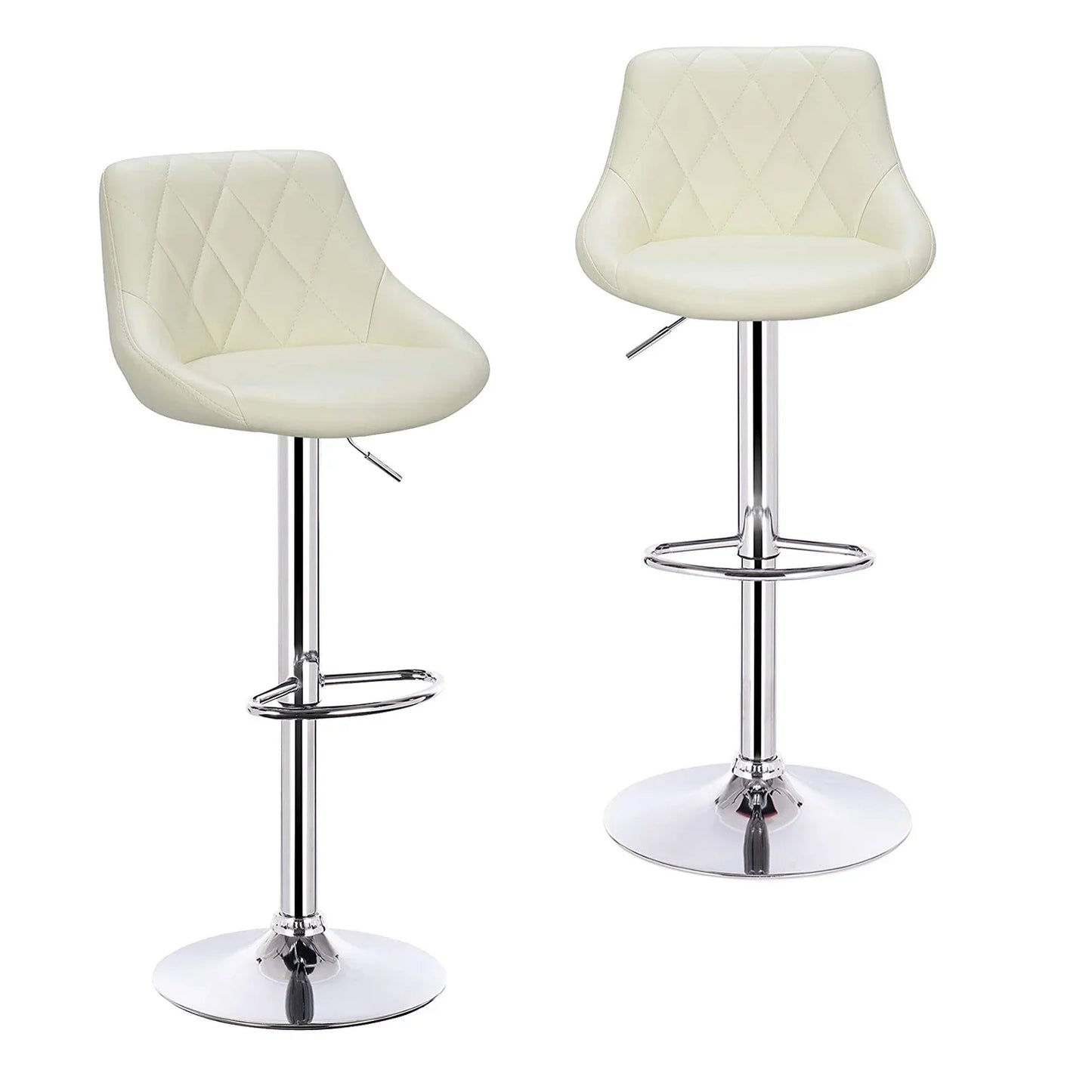 Stylish Set of 2 Adjustable Velvet/Leather Swivel Bar Stools with Footrest for Home Elegance