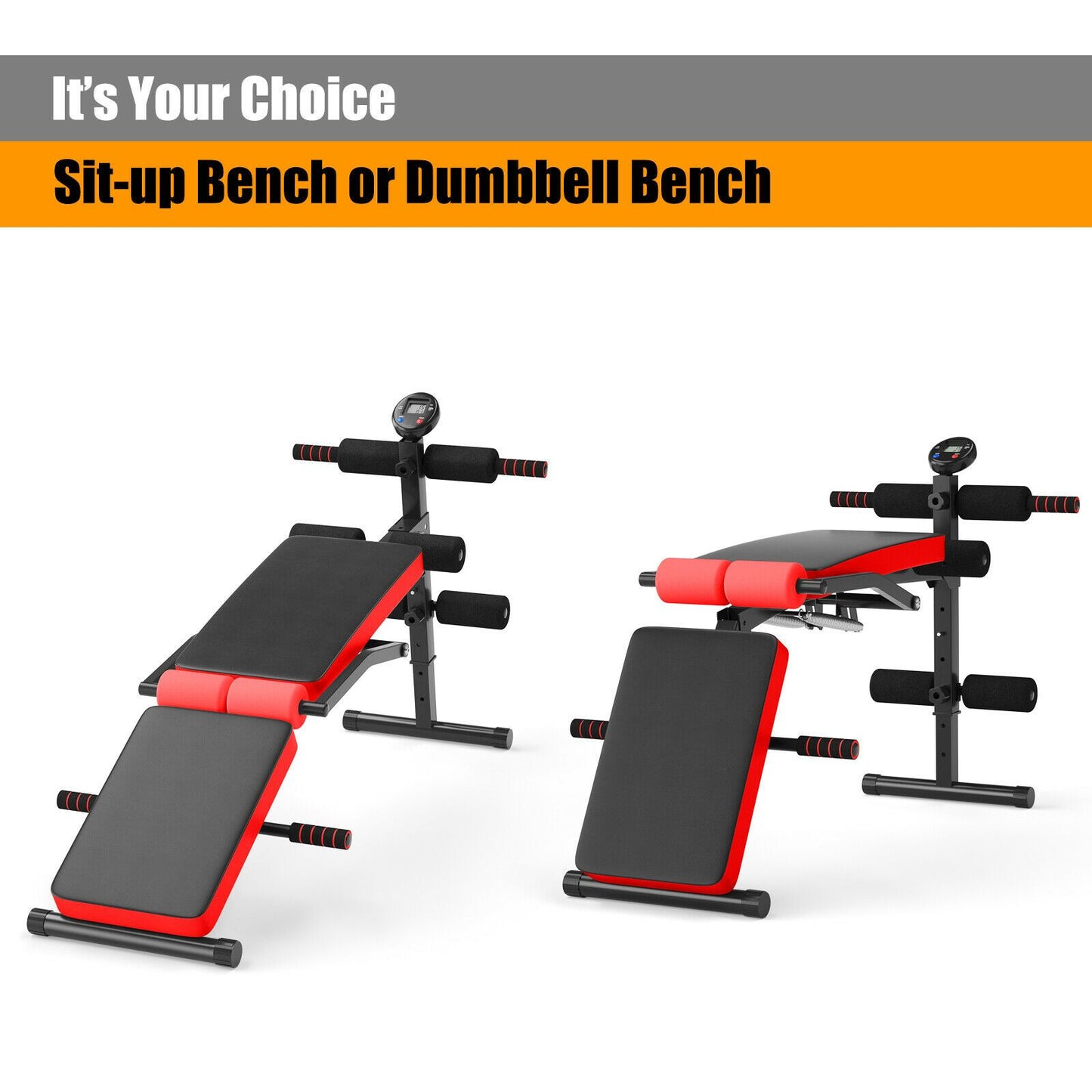 Adjustable Foldable Multi-Workout Weight Bench with LCD Display
