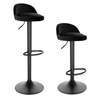 2Pcs/Set Velvet Swivel Bar Chairs with Footrest Backrest Height-Adjustable Bar Stool for Coffee Tea Kitchen Bar Home