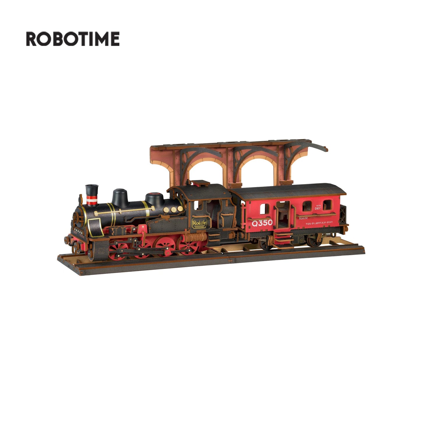 Rolife Steam Journey 3D Wooden Puzzle - Easy Assemble Traditional Train Model with Pre-Colored Design - Perfect Gift for All Ages!