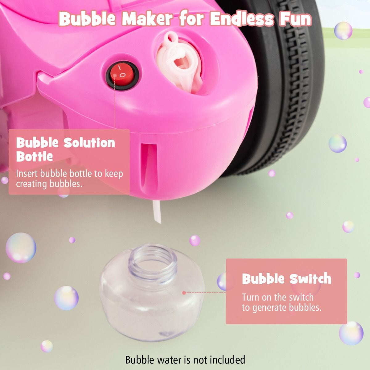 6V Electric Kid Ride on Motorcycle with Bubble Maker