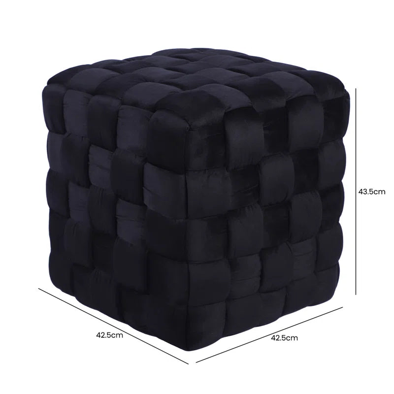 Barbaralee Velvet Woven Ottoman Dressing Stool for Bedroom Furniture, Modern Accent Stool with MDF Base