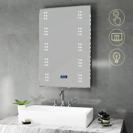 Illuminated LED Bathroom Mirror with Lights Shaver Socket Demister and Sensor Wall Mounted 700X500Mm
