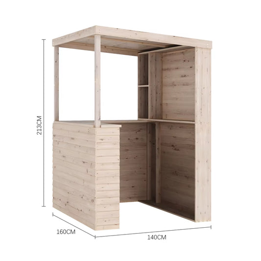 Outdoor Solid Wood Garden Bar Outdoor Furniture, 140Cm W X 160Cm D X 213Cm H