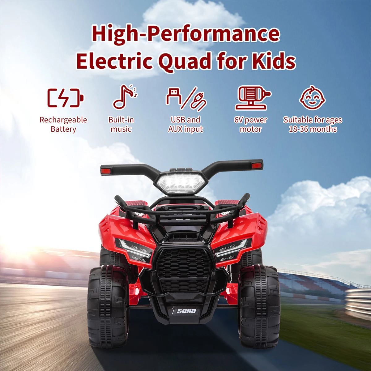Electric Quad Bike 6V Battery Ride on Car for Kids 18-36 Months
