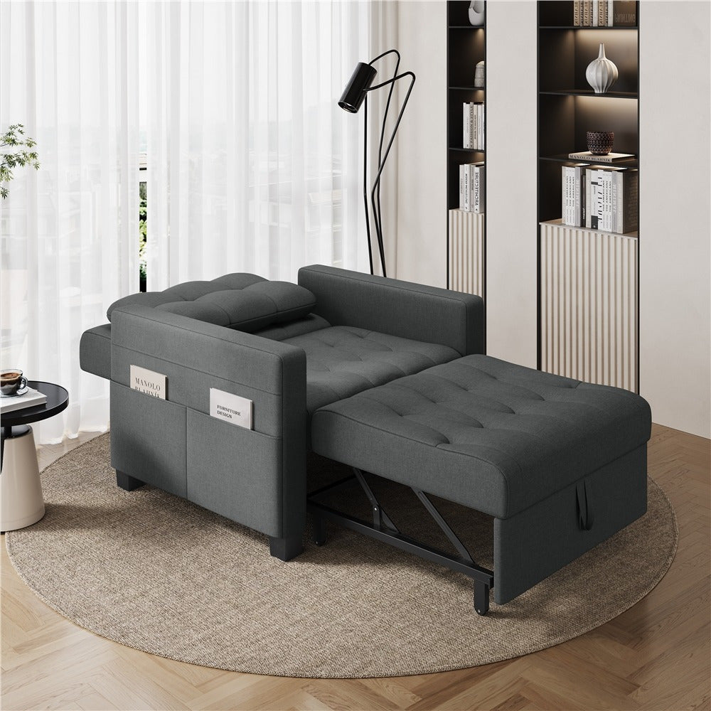 Convertible Sleeper Chair, 3-In-One Chair Bed with Adjustable Backrest and Pillow for Limited Space