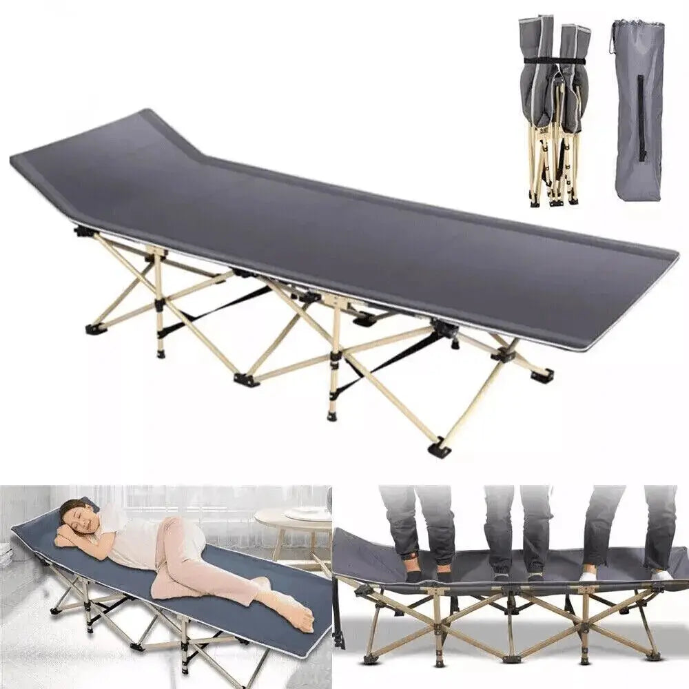 Heavy Duty Single Folding Camping Bed with Bag Lightweight
