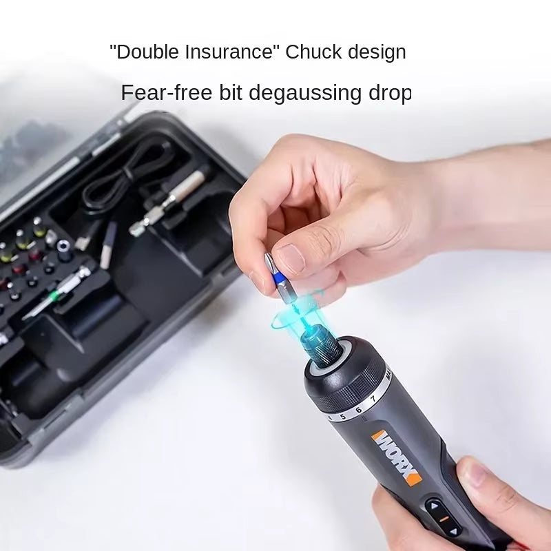 WORX 4V Electrical Screwdriver Set Cordless USB Rechargeable 30 Bit Set Mini Drill Power Tool