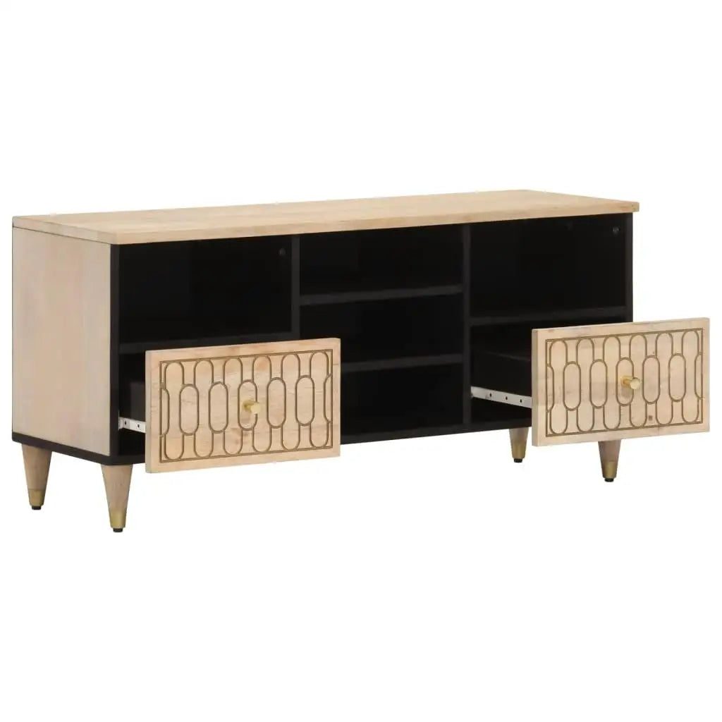Stylish Solid Mango Wood TV Cabinet 100X33X46 Cm - Perfect for Living Room Storage