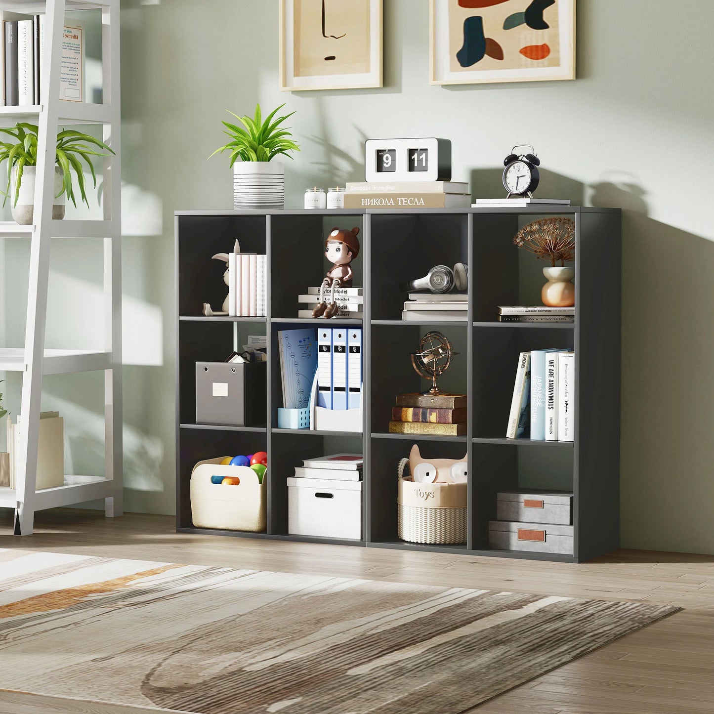 6-Cube Bookshelf, Display Shelving Unit for Home Office, Black