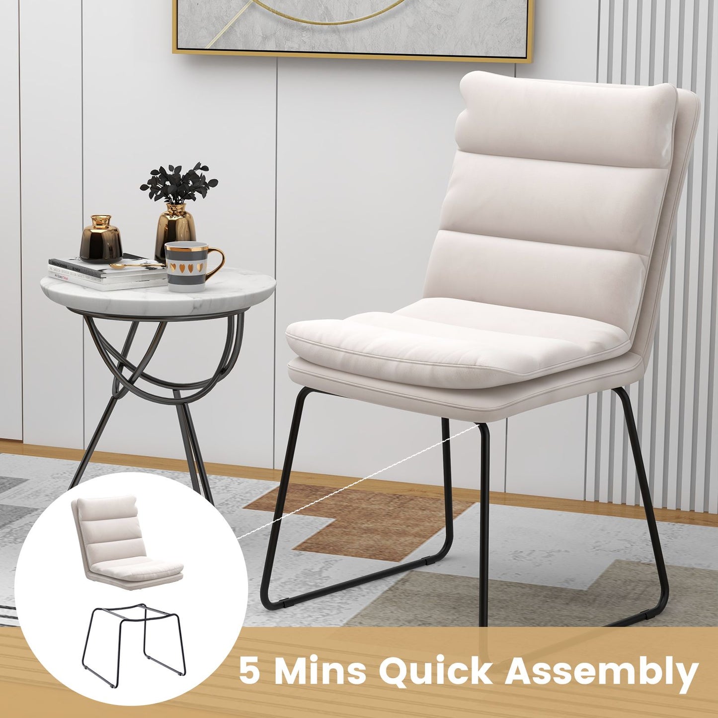 Leisure Chair Upholstered Accent Chair with Wood Heavy-Duty Metal Frame