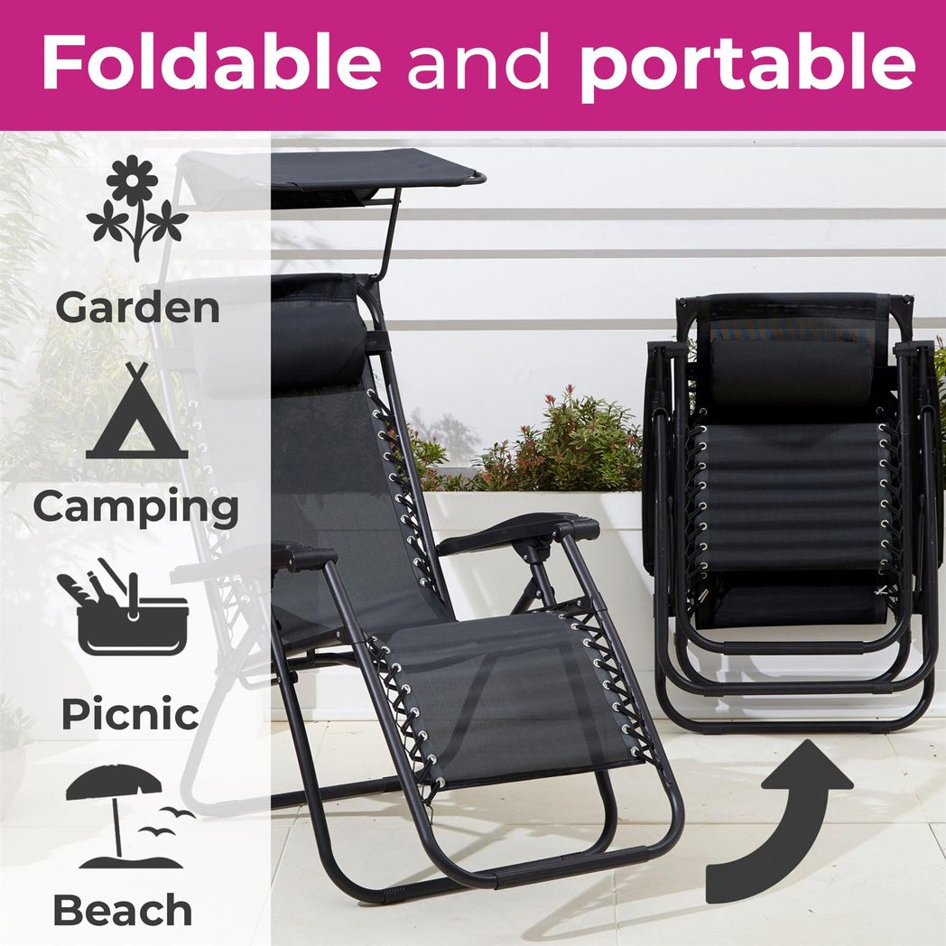 Neo Black Adjustable Zero Gravity Chair & Table Set - Ultimate Comfort Awaits!