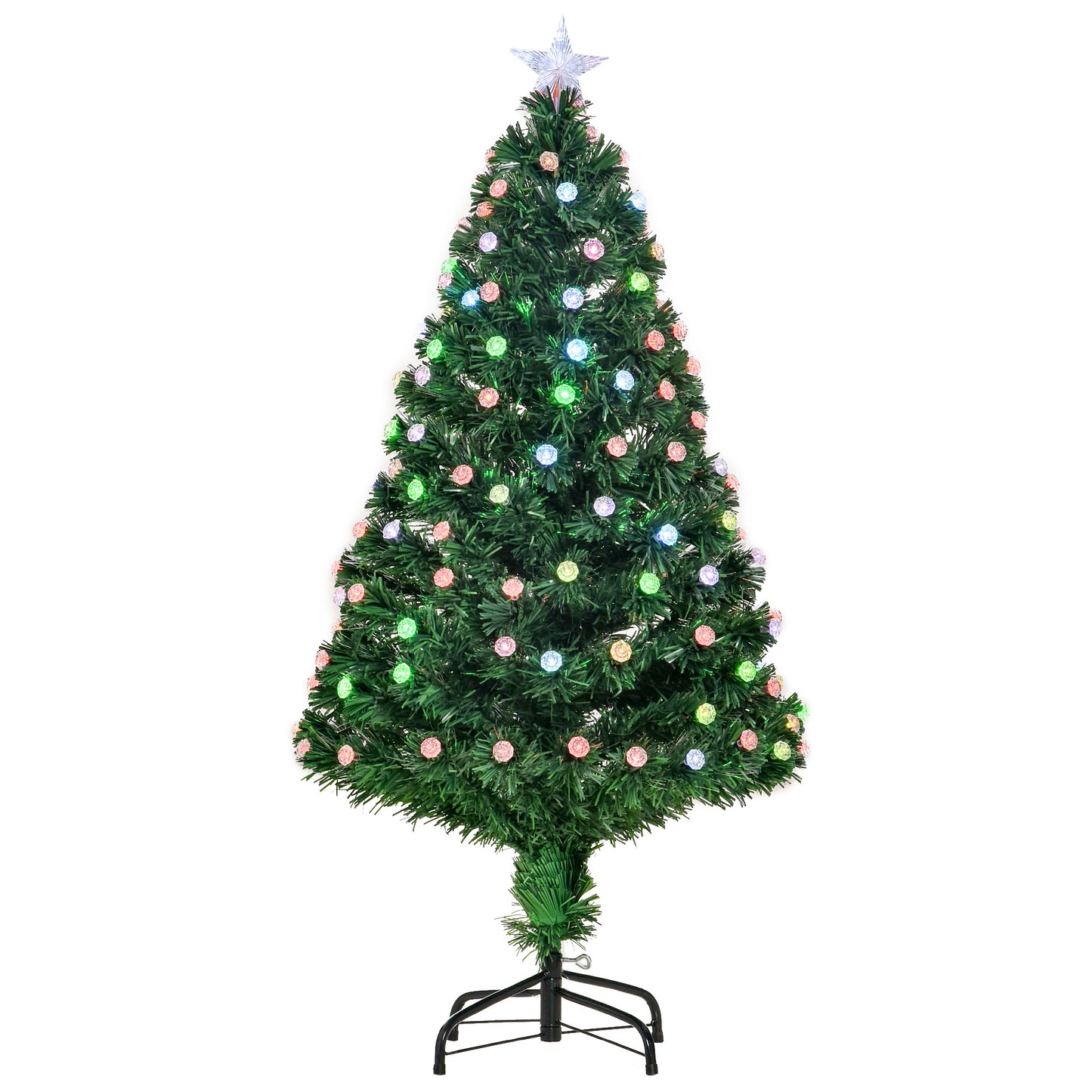 4ft Prelit Fibre Optic Xmas Tree with RGB LEDs & Star Top
