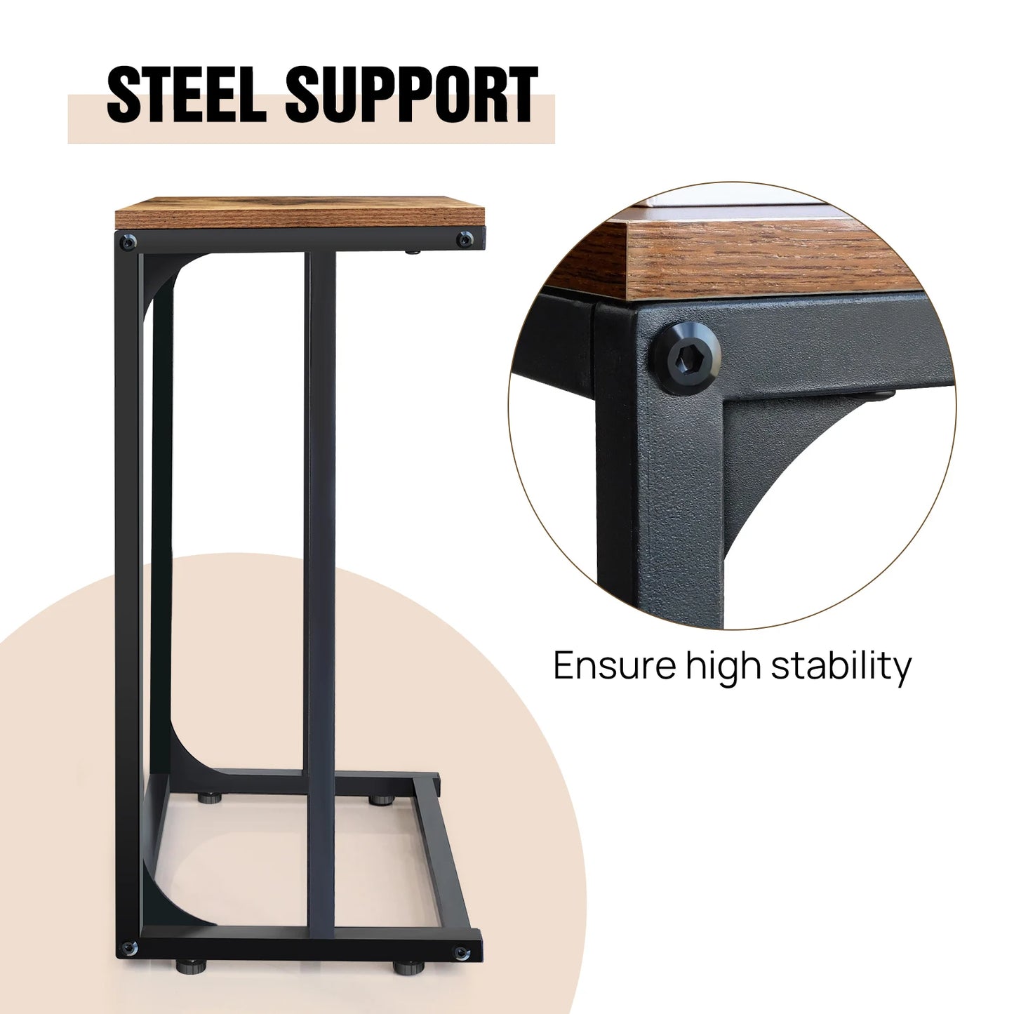 BRIEFNESS C-Shape Side Table Snack Table Bedside Table Sofa End Side Table Laptop Table Living Room Desk C-Shaped Workbench