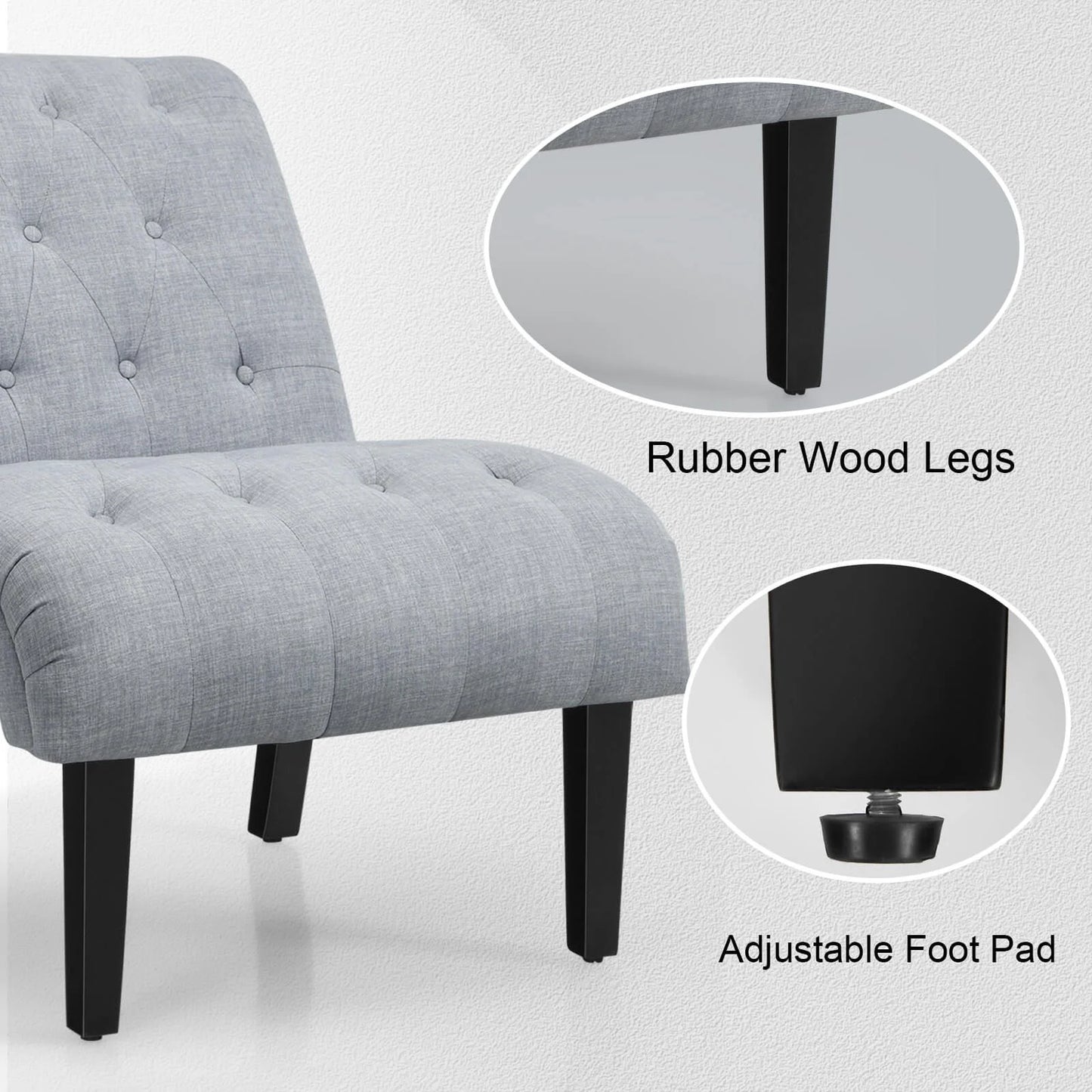 Modern Upholstered Accent Chair with Button Tufted Linen Fabric