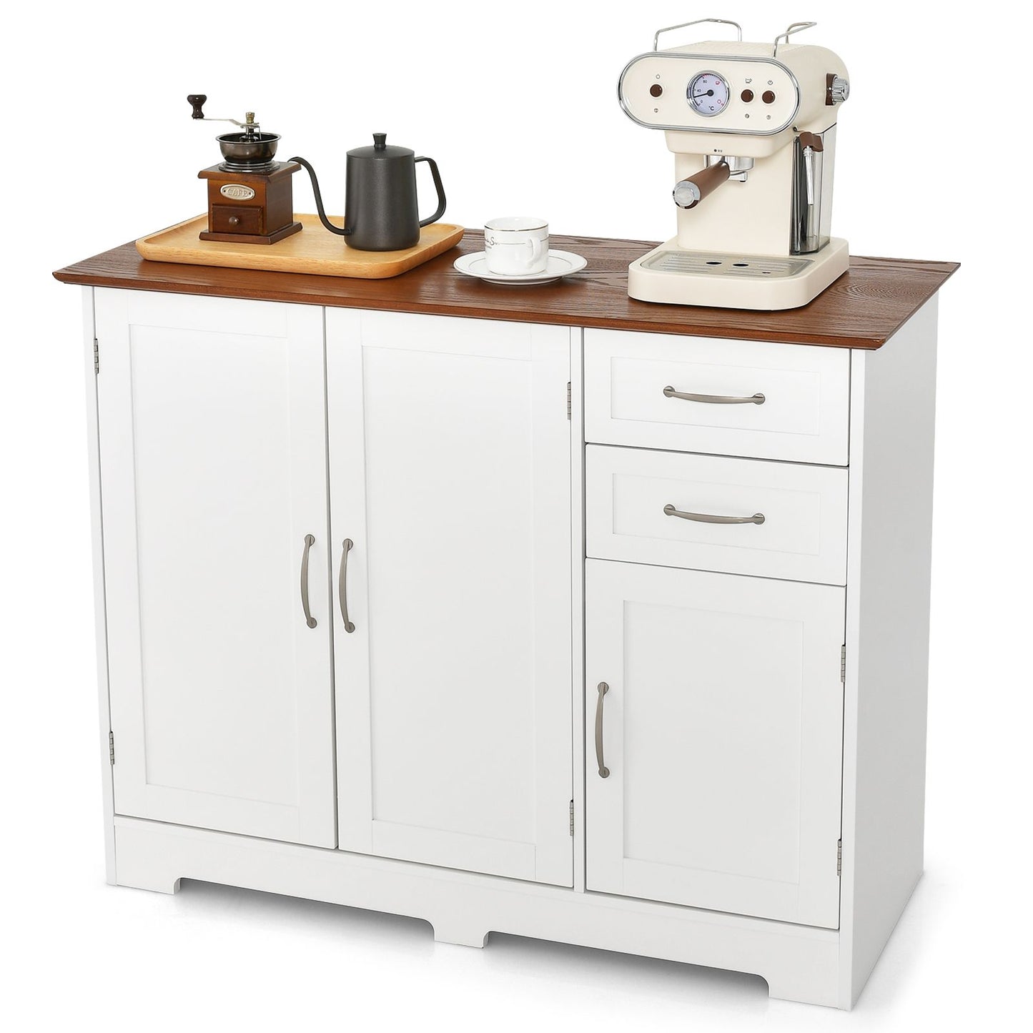 Modern Kitchen Storage Sideboard Cabinet with Adjustable Shelf and Drawers