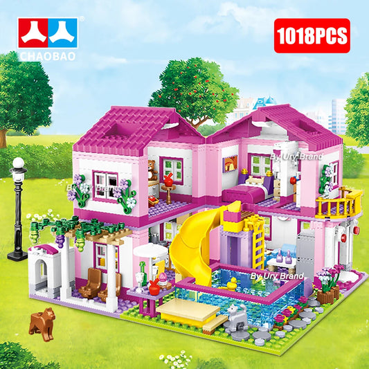 Friends City House Summer Villa Building Blocks Set with Pool - Perfect DIY Gift for Kids