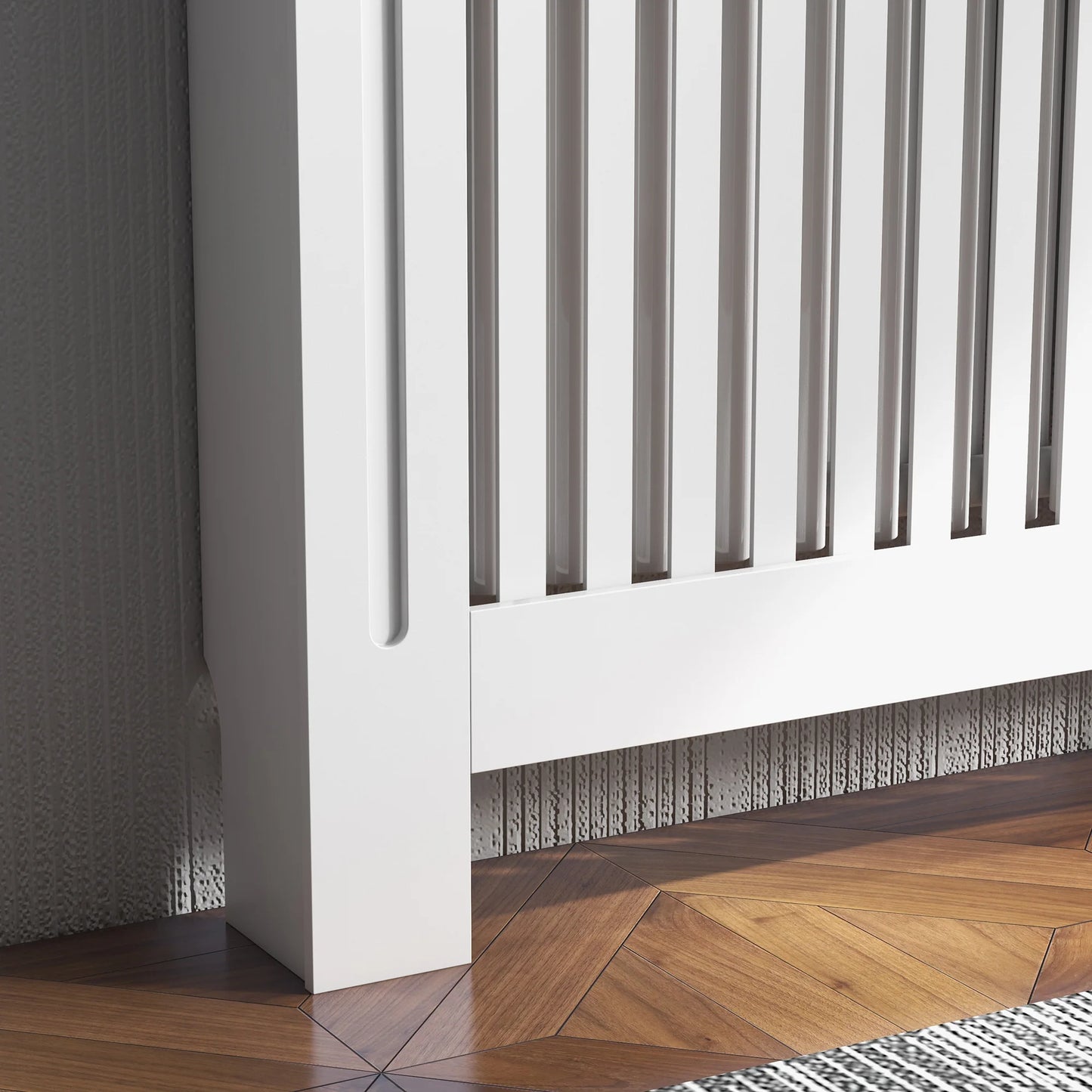 Radiator Cover Painted Slatted MDF Cabinet Lined Grill 112X19X81Cm