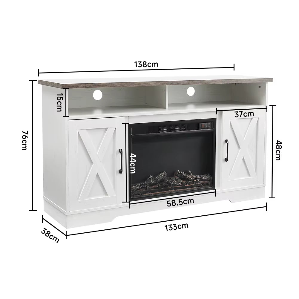 Recessed Electric Fireplace TV Stand with Timer and Remote Home Decoration