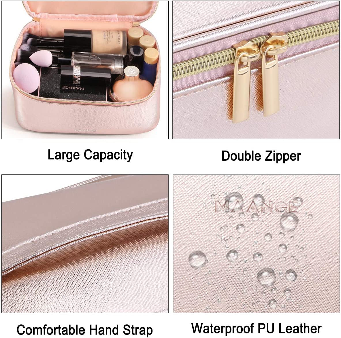 Stylish 3-Piece Waterproof Makeup Bag Set - Travel Toiletry Organizer & Cosmetic Pouch for Women