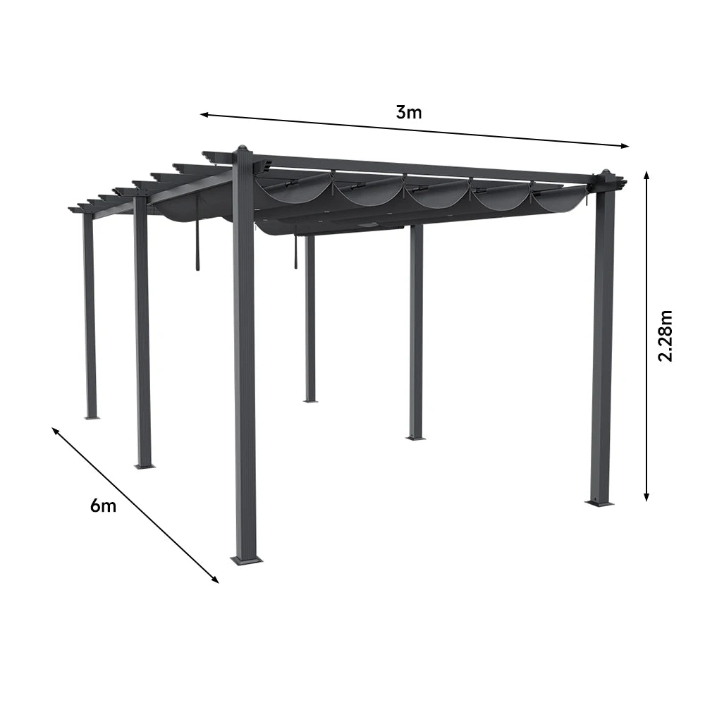 Metal Pergola W/Thicker Post & Upgraded Retractable Pergola Canopy, Heavy-Duty Aluminum Pergolas and Gazebos
