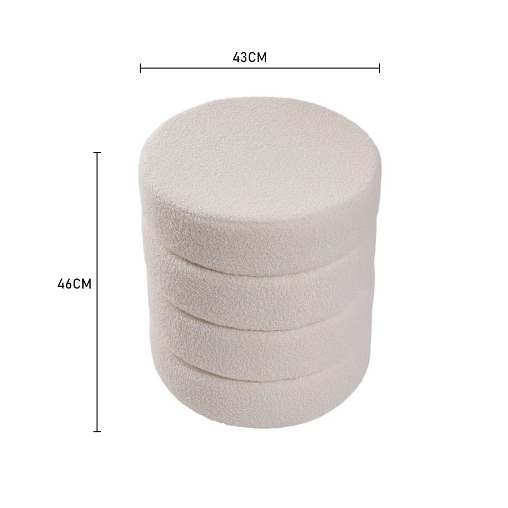 round Channel Upholstered Ottoman for Living Room Bedroom