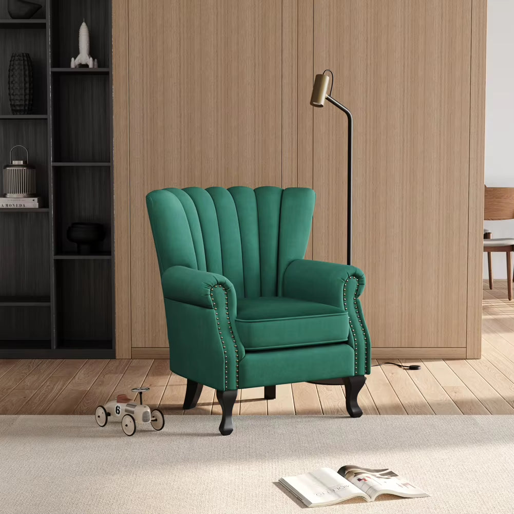 Velvet Channel Occasional Armchair Sofa Chair for Study and Living Room Makeup Room