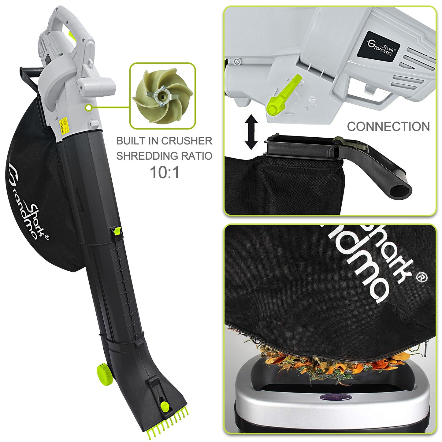 3000W 3 In 1 Leaf Blower, Garden Leaves Vacuum Cleaner