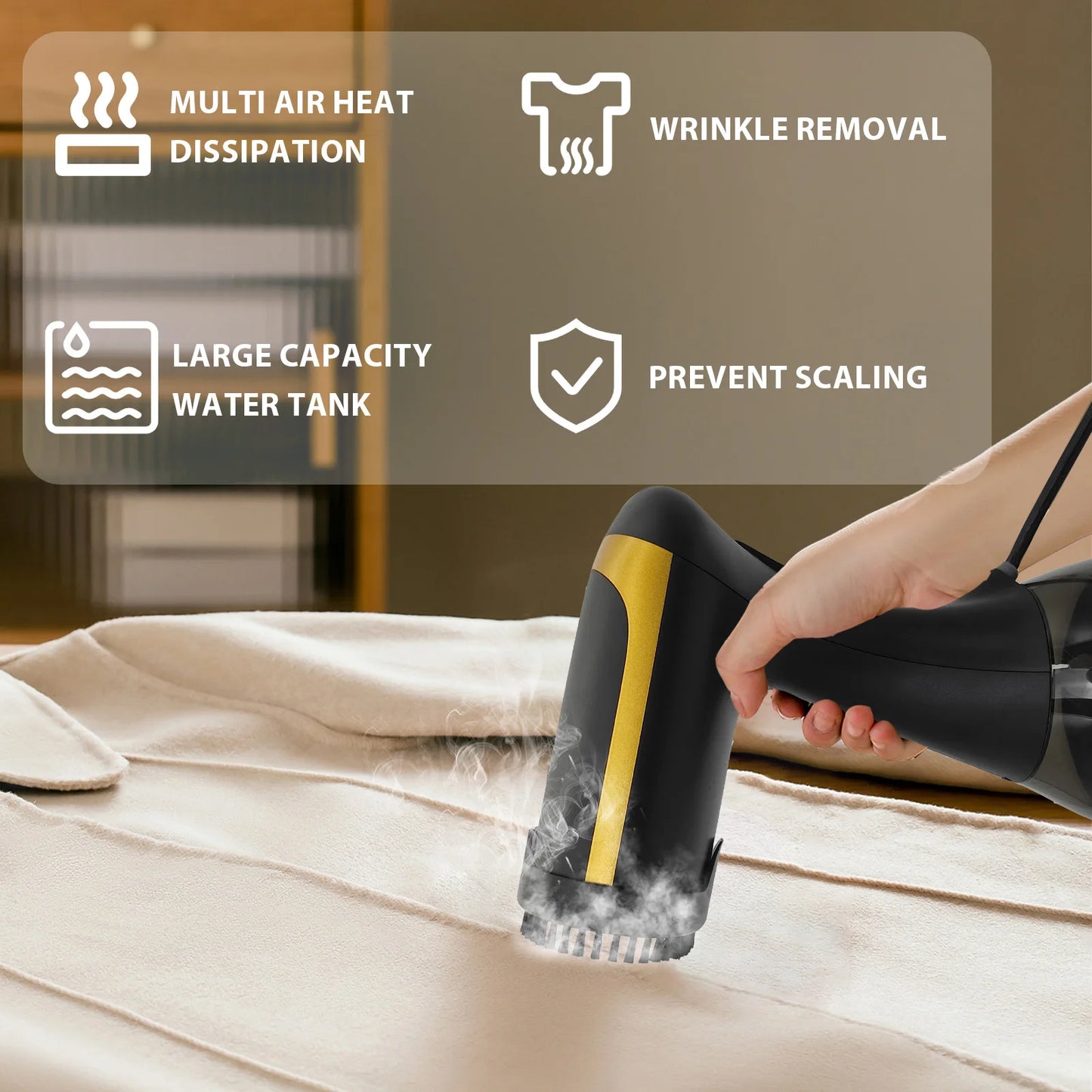 Portable Garment Steamer Iron ,Fast Heat Up,Horizontal & Vertical Steaming，Fast Wrinkle Removal ，For Home and Travel Use