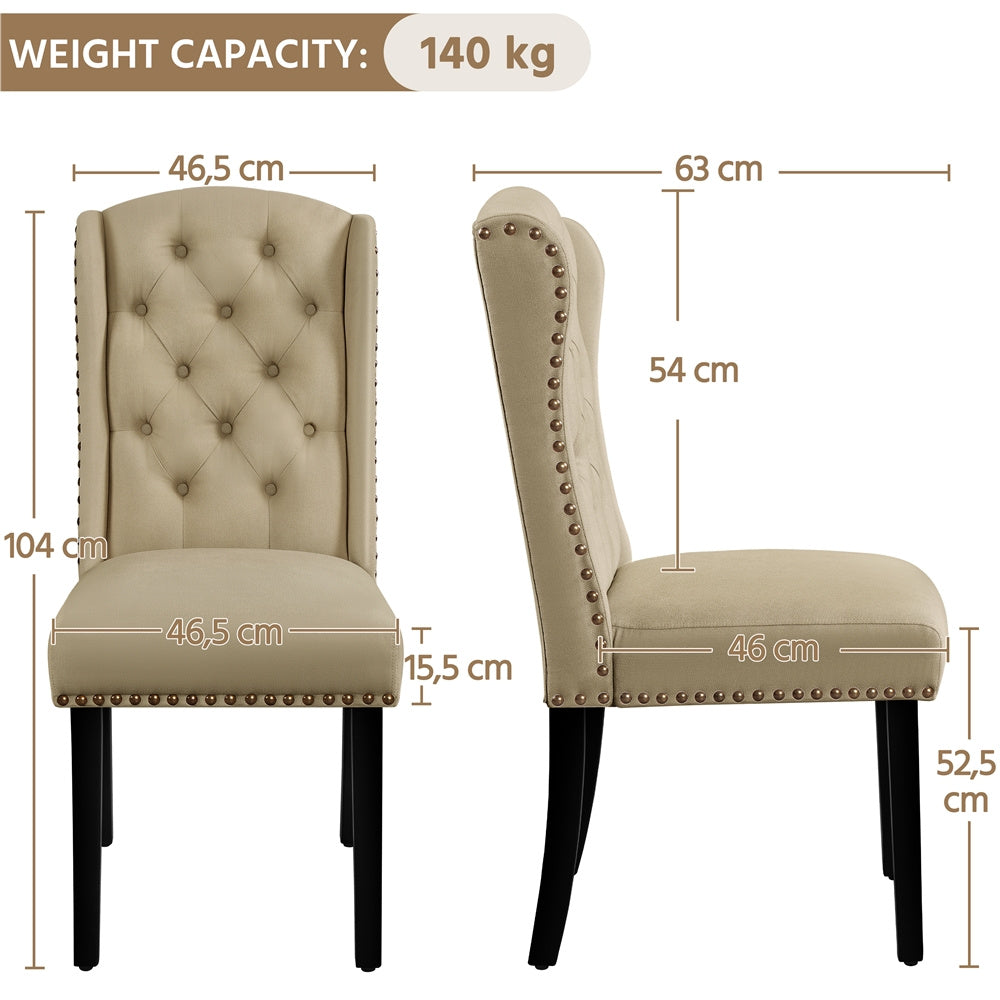 Button Tufted Dining Chairs Upholstered Kitchen Chairs with Solid Legs for Dining Room