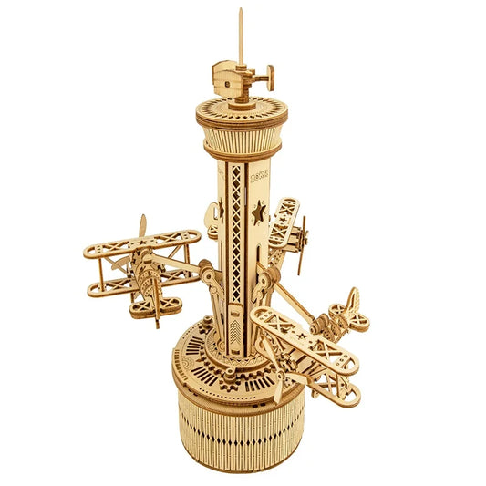 Rokr 84-Piece Rotatable 3D Starry Night Wooden Model Kit - DIY Music Box Toy for All Ages