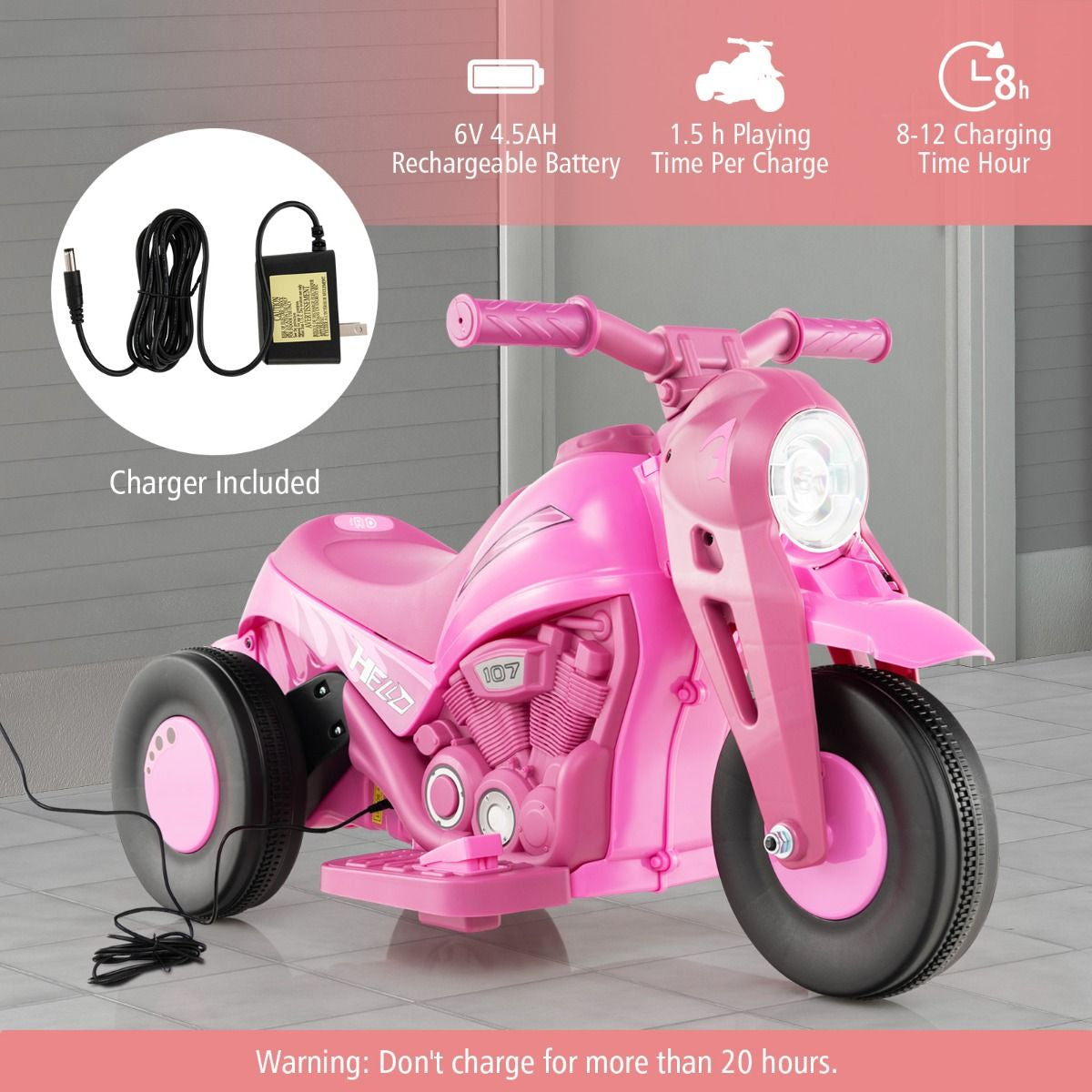 6V Electric Kid Ride on Motorcycle with Bubble Maker