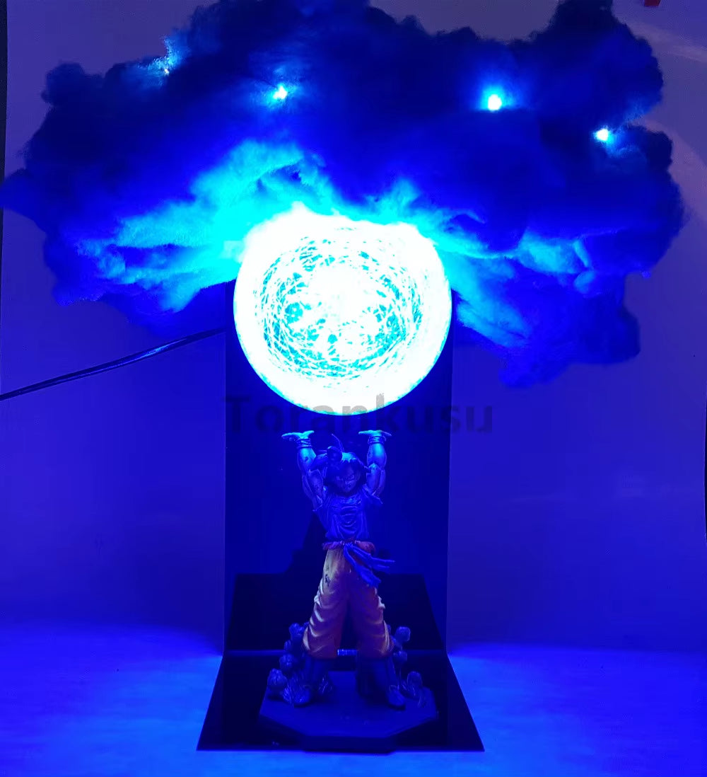 Dragon Ball Anime Son Goku Spirit Bomb with Cloud Lamp Led Bulb Action Figures Model Figurine Figure & Base & Lamp DIY Toys