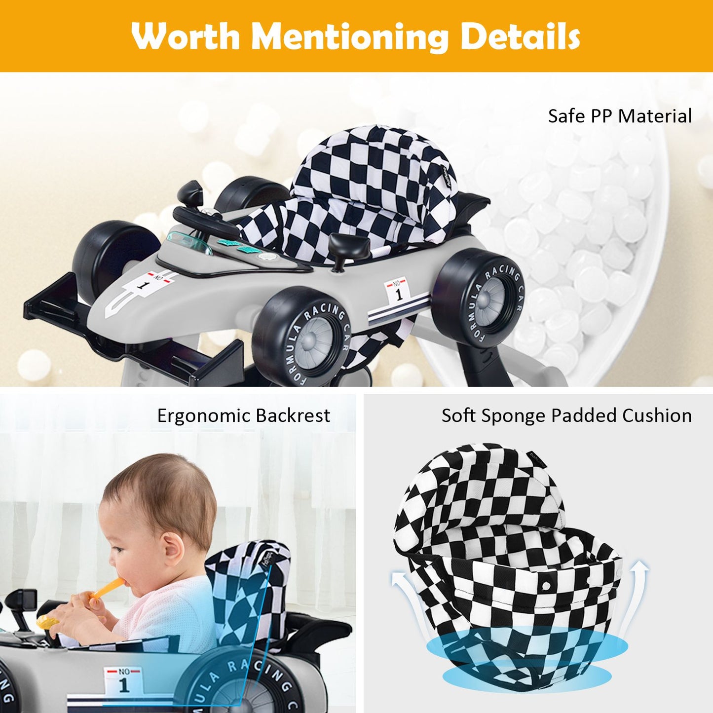 Versatile 4-In-1 Baby Push Walker - Adjustable Height & Speed for Growing Toddlers