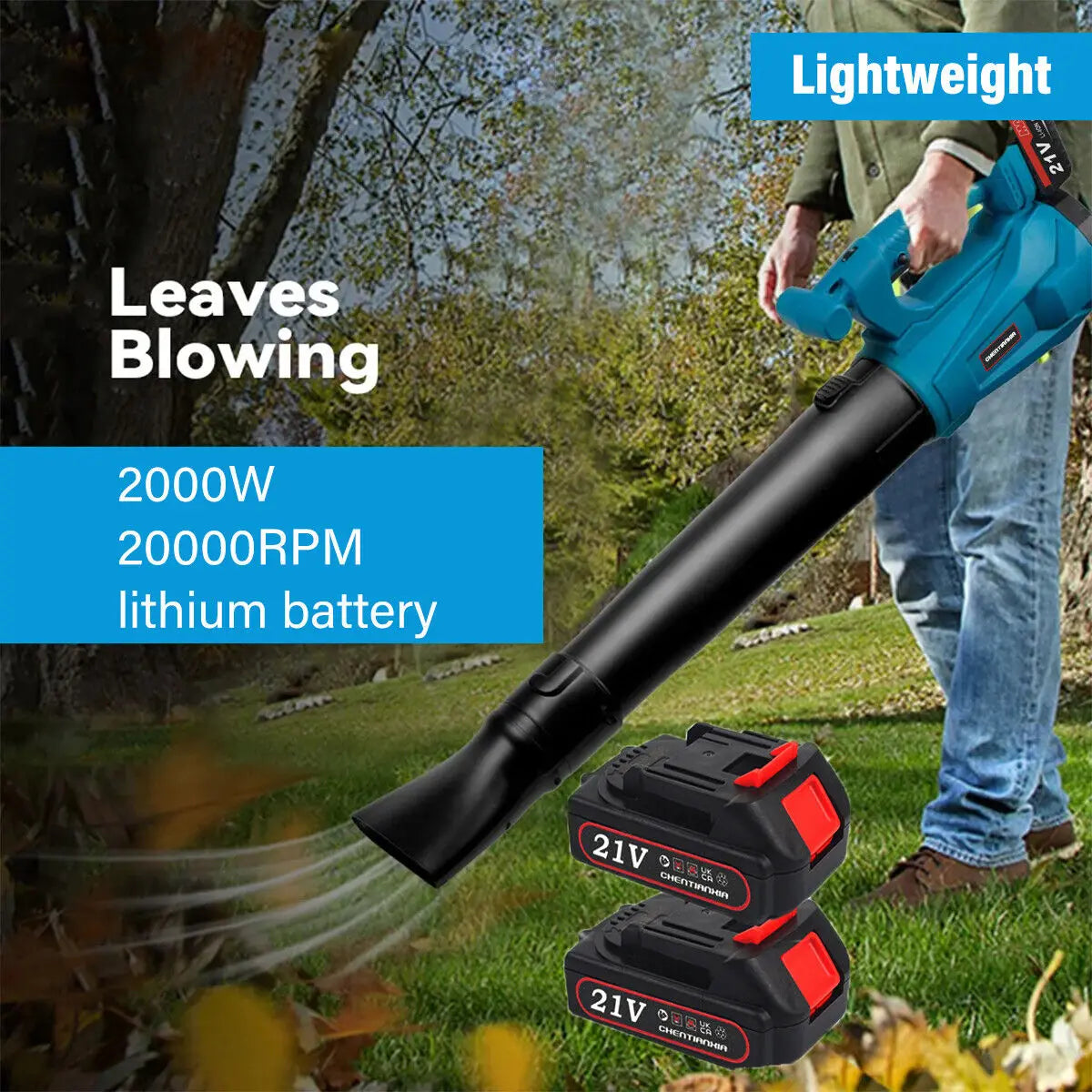 2-in-1 Cordless Electric Leaf Blower and Vacuum Cleaner for Outdoor and Garage Use