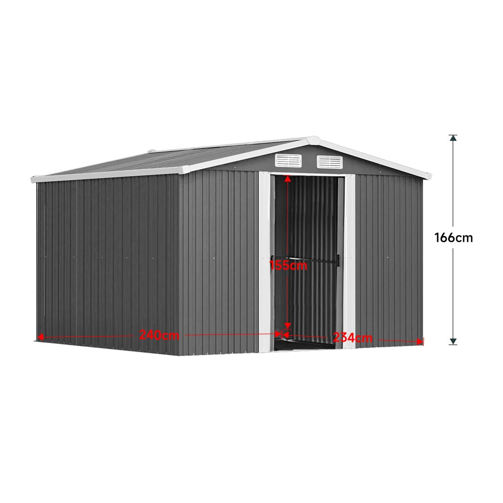 Large Heavy-Duty Metal Garden Tool Storage Shed, Weatherproof Steel Construction, Rust/Uv/Water-Resistant, Foundation Included