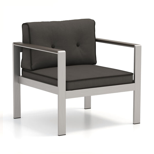 Patio Aluminum Armchair with Cushions Outdoor Sofa Chair