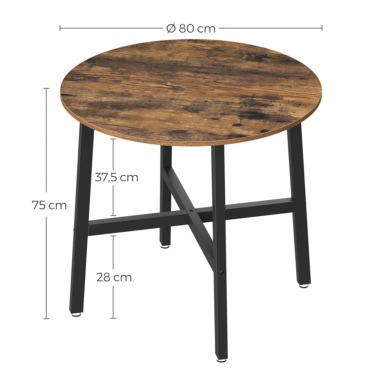 Dining Round Kitchen Table for Living Room, Office, 80 X 75 Cm