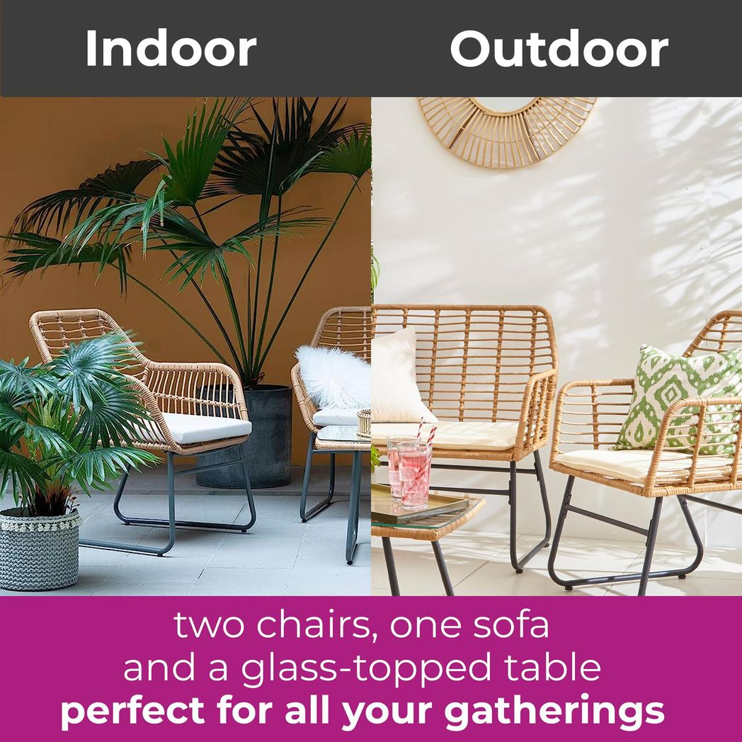 Neo Wicker 4-Piece Garden Sofa Set: Stylish Comfort for Outdoor Bliss