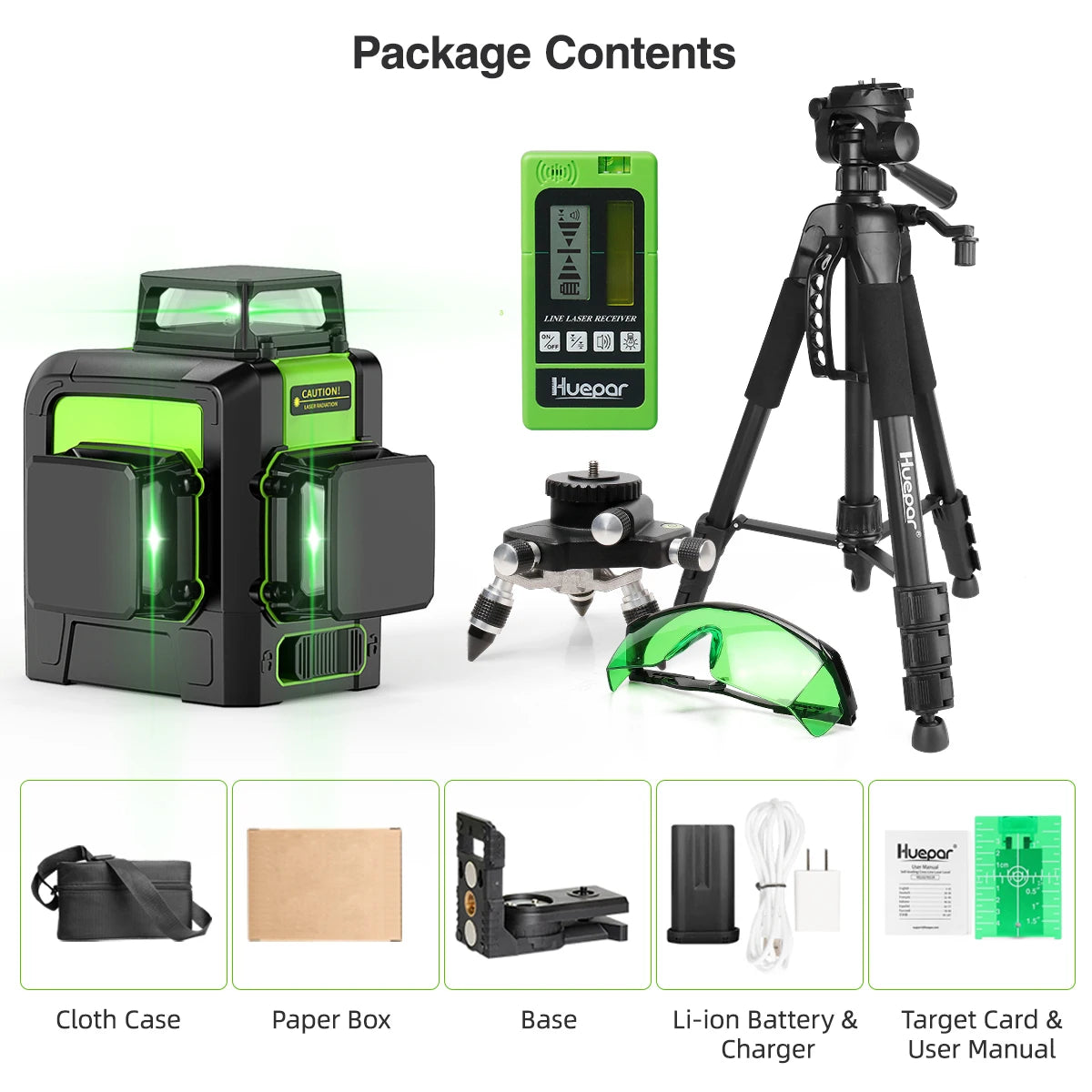 903CG 12-Line 3D Cross Laser Level - Precision Osram Green Laser Technology, Self-Leveling 360° Alignment, Complete with Receiver and Tripod