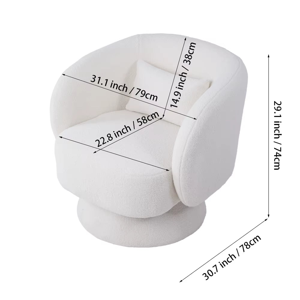 Upholstered Swivel Chair with Pillow for Bedroom Living Room and Makeup Room