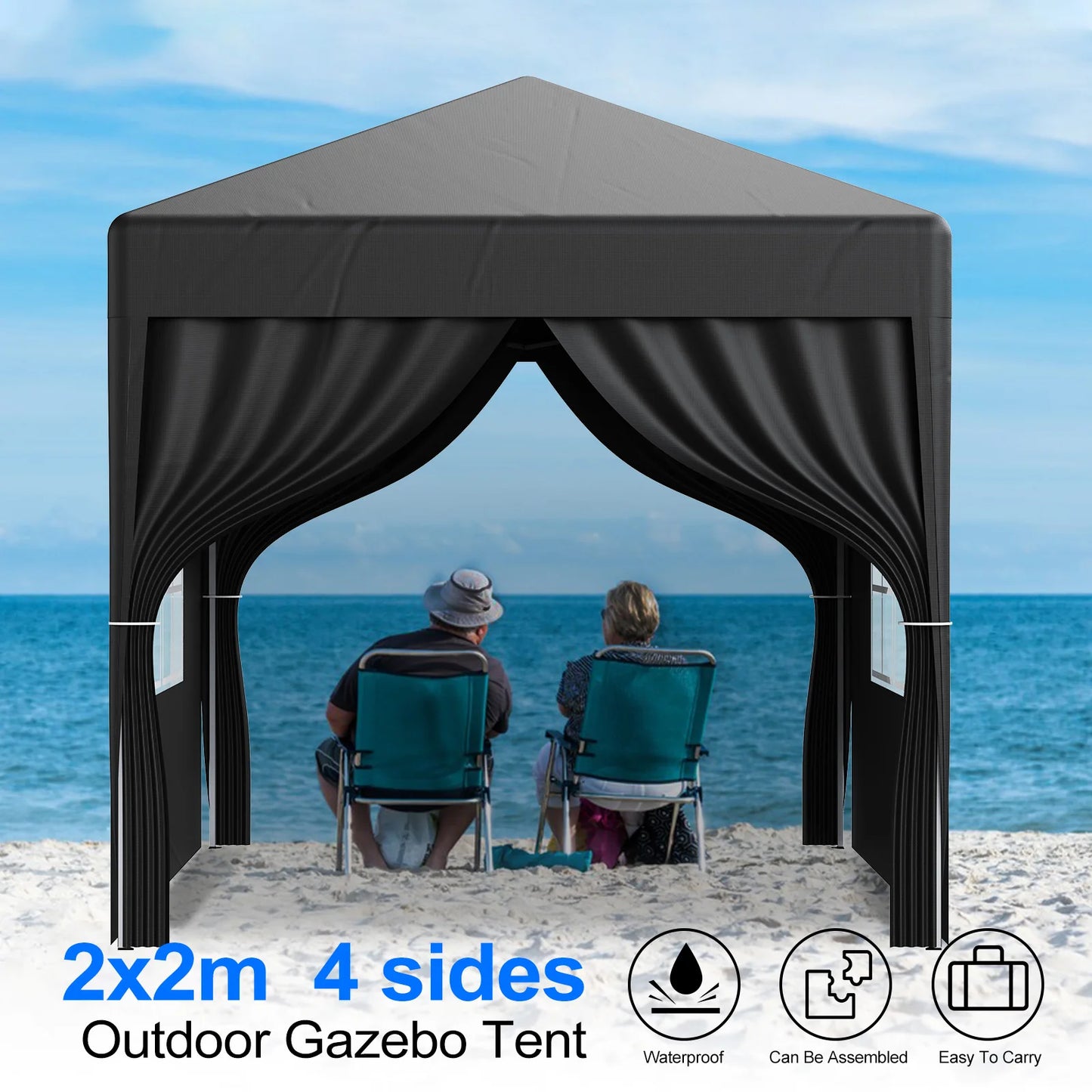 Premium 2x2M Pop-Up Gazebo with Side Walls - Waterproof Steel Frame for Outdoor Events