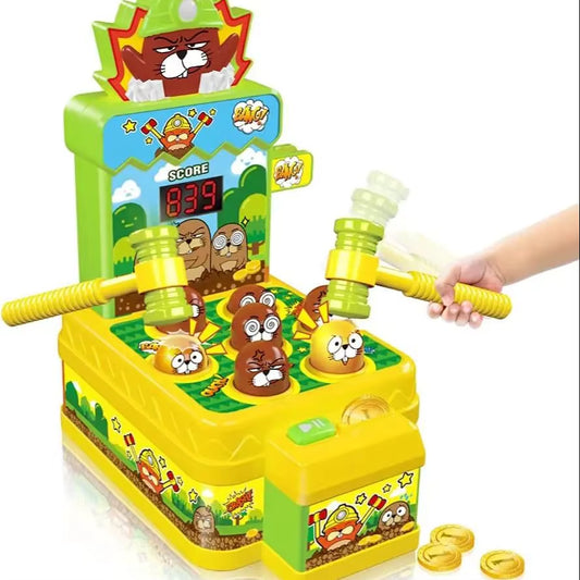Interactive Mini Coin Operated Arcade Game Bank with 2 Hammers - Fun Developmental Toy for Kids Ages 3-6