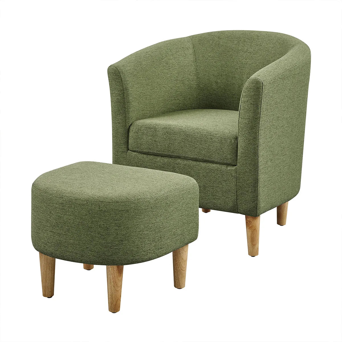 Bucket Chair Snuggle Boucle Arm Chair with Footstool for Bedroom Single Sofa Comfy Accent Tub Chairs Armchair for Livng Room
