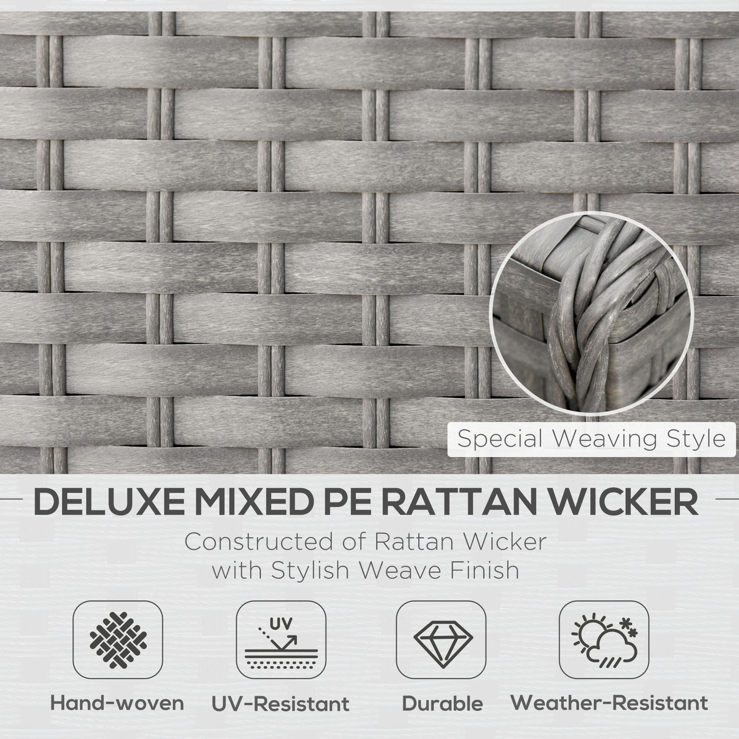 6-Piece PE Rattan Wicker Corner Sofa Set with Coffee Table & Footstool, Grey