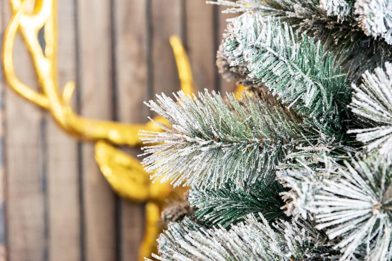 4FT-8FT Christmas Tree Green Artificial Plain Frosted Snowy Boulder Pine Helsinki Fir Tips Bushy Holiday Elegant Home Xmas Festive Decorations