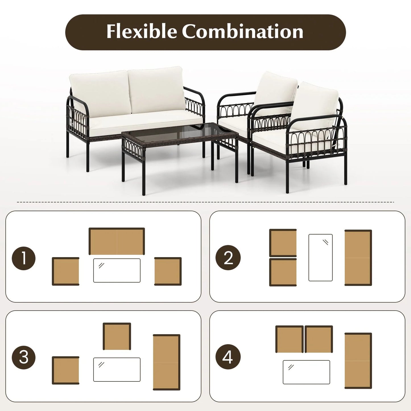 Luxurious 4-Piece Patio Furniture Set with Plush Cushions for Ultimate Comfort