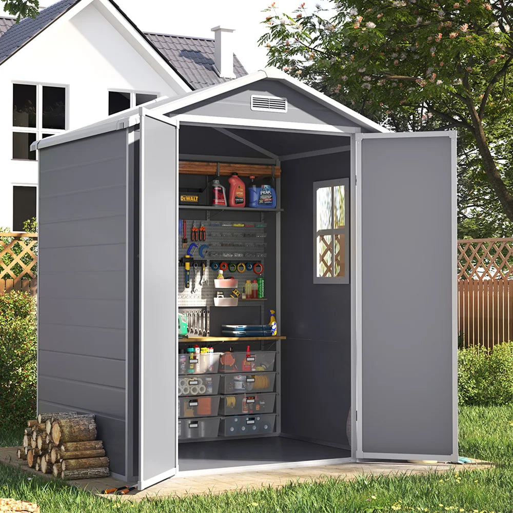 Spacious 6x4 FT Resin Outdoor Storage Shed - Perfect for Patio Furniture & Equipment!